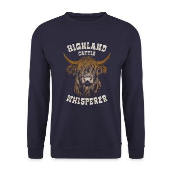 Highland Cattle Whisperer - Cow - Gift - Unisex Sweatshirt - navy - Front - Alina (178cm) & Michal (187cm)