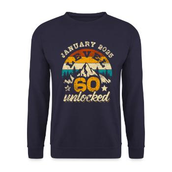 Janvier 2025 Niveau 60 débloqué - Joueur - Jour de naissance - Sweat-shirt Unisexe - marine - Devant - Alina (178cm) & Michal (187cm)