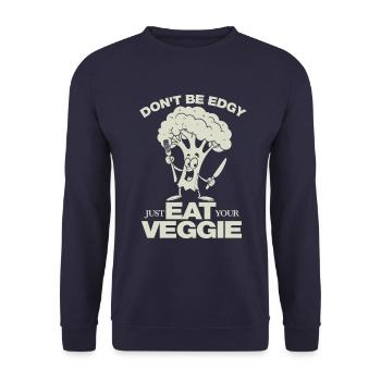 Don't be edgy just eat your Veggie - vegan - Unisex Sweatshirt - navy - Front - Alina (178cm) & Michal (187cm)