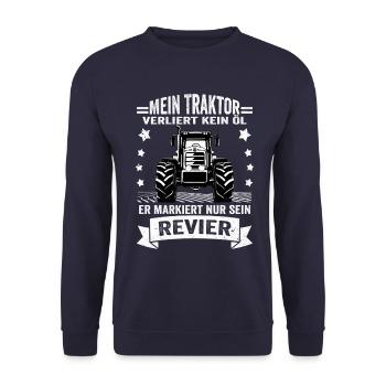 Lustiger Bauernhof Traktor Spruch - Landwirtschaft - Unisex Pullover - Navy - Vorne - Alina (178cm) & Michal (187cm)