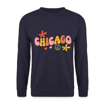Chicago 70s Hippie - Unisex Sweatshirt - navy - Front - Alina (178cm) & Michal (187cm)