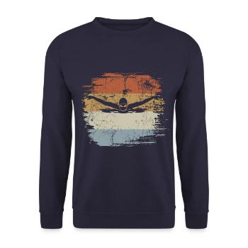 Natation, Papillon, Piscine, Rétro, Vintage - Sweat-shirt Unisexe - marine - Devant - Alina (178cm) & Michal (187cm)
