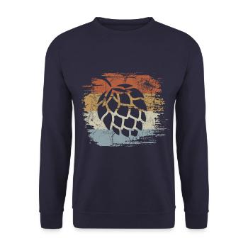 Retro - Hopfen - Bierkenner - Bier - Brauen - Unisex Pullover - Navy - Vorne - Alina (178cm) & Michal (187cm)