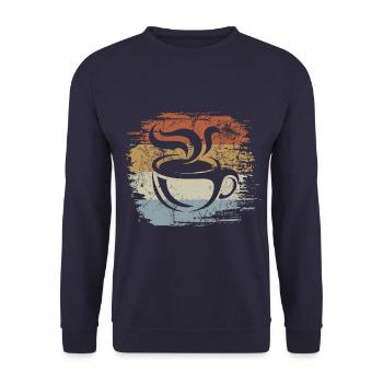 Kaffee - Vintage - Kaffeetasse - Retro - Unisex Pullover - Navy - Vorne - Alina (178cm) & Michal (187cm)