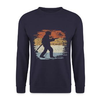 Feuerwehrmann Retro - Vintage - Silhouette - Unisex Pullover - Navy - Vorne - Alina (178cm) & Michal (187cm)