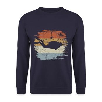 Diving - Retro - Vintage - Silhouette - Unisex Sweatshirt - navy - Front - Alina (178cm) & Michal (187cm)