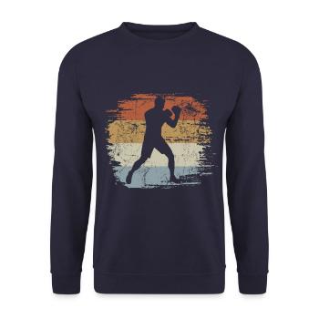 Vintage, Boxe, Arts martiaux, Entraînement de boxe - Sweat-shirt Unisexe - marine - Devant - Alina (178cm) & Michal (187cm)