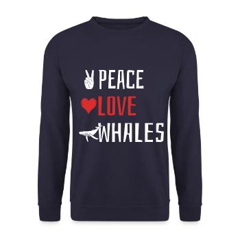 Peace Love Whales - Heart - Unisex Sweatshirt - navy - Front - Alina (178cm) & Michal (187cm)