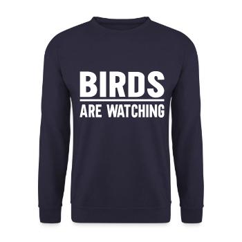 Birds Are Watching - Unisex Sweatshirt - navy - Front - Alina (178cm) & Michal (187cm)