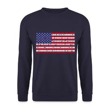 8Bit Retro 4 juillet États-Unis - Sweat-shirt Unisexe - marine - Devant - Alina (178cm) & Michal (187cm)