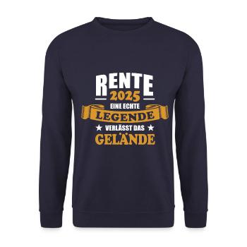 Rente 2025 Eine echte Legende verlässt das Gelände - Unisex Pullover - Navy - Vorne - Alina (178cm) & Michal (187cm)