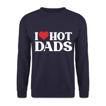 I Love Hot Dads - Unisex Pullover - Navy - Vorne - Alina (178cm) & Michal (187cm)