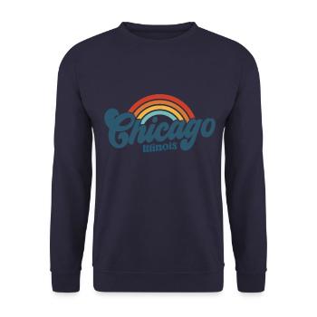 Chicago 70s Hippie - Unisex Sweatshirt - navy - Front - Alina (178cm) & Michal (187cm)