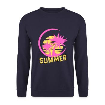 Summer vibes, Sommer, Sonne, Strand und Meer - Unisex Pullover - Navy - Vorne - Alina (178cm) & Michal (187cm)