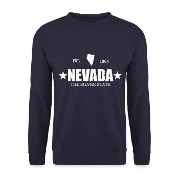 Nevada the Silver State Vintage Look - Unisex Sweatshirt - navy - Front - Alina (178cm) & Michal (187cm)