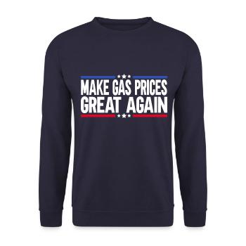 Make Gas Prices Great Again - Unisex Pullover - Navy - Vorne - Alina (178cm) & Michal (187cm)