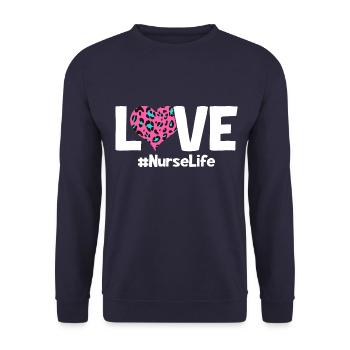 Krankenschwester Nurse Life - Unisex Pullover - Navy - Vorne - Alina (178cm) & Michal (187cm)