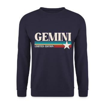 Sternzeichen Zwillinge - Unisex Pullover - Navy - Vorne - Alina (178cm) & Michal (187cm)