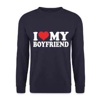 J’aime mon petit ami - Sweat-shirt Unisexe - marine - Devant - Alina (178cm) & Michal (187cm)