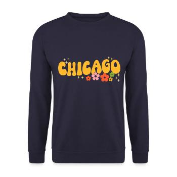 Chicago 70s Hippie - Unisex Sweatshirt - navy - Front - Alina (178cm) & Michal (187cm)