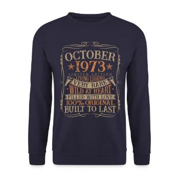 Octobre 1973 Cadeau d’anniversaire de naissance - Sweat-shirt Unisexe - marine - Devant - Alina (178cm) & Michal (187cm)