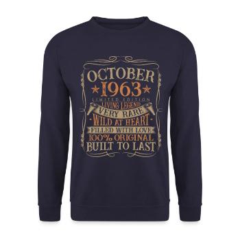 Octobre 1963 Cadeau d’anniversaire de naissance - Sweat-shirt Unisexe - marine - Devant - Alina (178cm) & Michal (187cm)