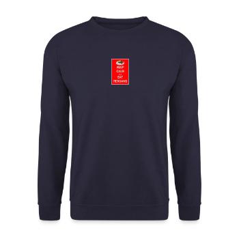 Stay calm and eat rendang - Unisex Sweatshirt - navy - Front - Alina (178cm) & Michal (187cm)