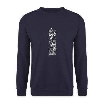 Maori Brustlogo 61 weiß - Unisex Pullover - Navy - Vorne - Alina (178cm) & Michal (187cm)