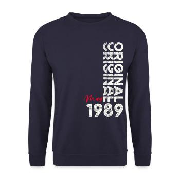 35th Birthday Husband Original May Vintage 1989 - Unisex Sweatshirt - navy - Front - Alina (178cm) & Michal (187cm)