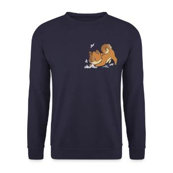 Shiba Welpe 01 rot - Unisex Pullover - Navy - Vorne - Alina (178cm) & Michal (187cm)