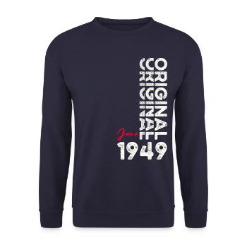Original June 1949 Vintage 1949 Birthday 1949 - Unisex Sweatshirt - navy - Front - Alina (178cm) & Michal (187cm)