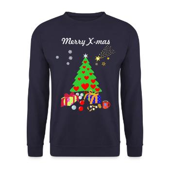 Merry X-mas, Christmas Tree with decorations. - Unisex Sweatshirt - navy - Front - Alina (178cm) & Michal (187cm)