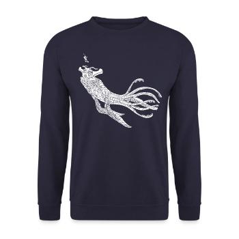Sea Emperor Transparent Graphic - Unisex Sweatshirt - navy - Front - Alina (178cm) & Michal (187cm)