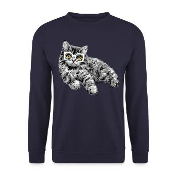 PD Moreno Fluffy cat - Sweat-shirt Unisexe - marine - Devant - Alina (178cm) & Michal (187cm)