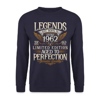 Né en 1962 Legends Cadeau d’anniversaire - Sweat-shirt Unisexe - marine - Devant - Alina (178cm) & Michal (187cm)