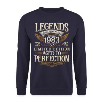 Né en 1983 Legends Cadeau d’anniversaire - Sweat-shirt Unisexe - marine - Devant - Alina (178cm) & Michal (187cm)
