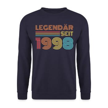 LEGENDÄR seit 1998 Geburtstag - Unisex Pullover - Navy - Vorne - Alina (178cm) & Michal (187cm)