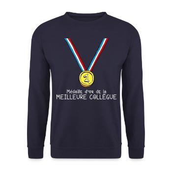 T-shirt Médaille d'or de la meilleure collègue - Sweat-shirt Unisexe - marine - Devant - Alina (178cm) & Michal (187cm)