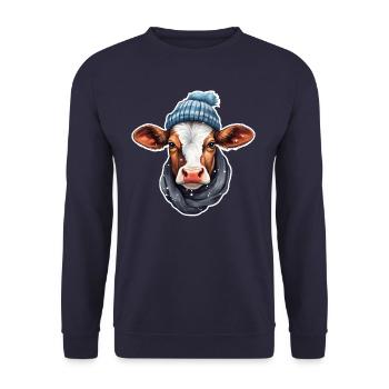 Kuh-Winterfest - Unisex Pullover - Navy - Vorne - Alina (178cm) & Michal (187cm)