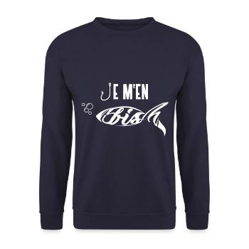 Je m'en fish. Humour Pour Pêcheur Cadeau Idéal Fun - Sweat-shirt Unisexe - marine - Devant - Alina (178cm) & Michal (187cm)