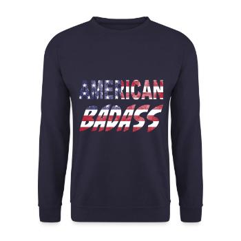 American Badass - vrai mec américain! - Sweat-shirt Unisexe - marine - Devant - Alina (178cm) & Michal (187cm)