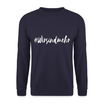 Wir sind mehr Hashtag - Unisex Pullover - Navy - Vorne - Alina (178cm) & Michal (187cm)