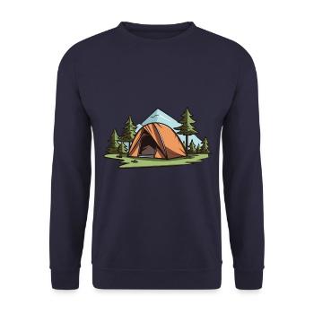 Camping Zelt Camper - Unisex Pullover - Navy - Vorne - Alina (178cm) & Michal (187cm)