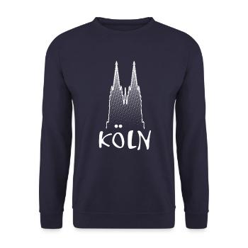 Köln, Dom, NRW, Kölner Dom, (weiß) - Unisex Pullover - Navy - Vorne - Alina (178cm) & Michal (187cm)