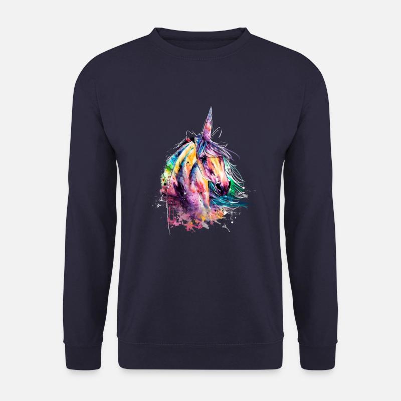 Einhorn Wasserfarben bunt - Unisex Pullover - Navy