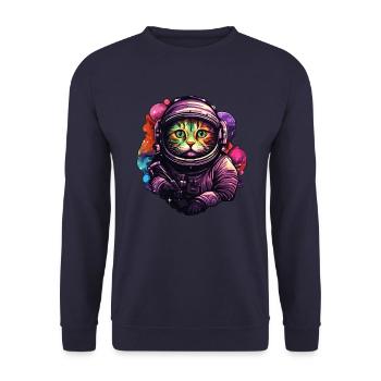 Astro Cat - Unisex Sweatshirt - navy - Front - Alina (178cm) & Michal (187cm)
