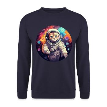 Chat astronaute - Sweat-shirt Unisexe - marine - Devant - Alina (178cm) & Michal (187cm)