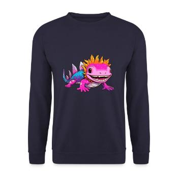 Axolotl - Unisex Sweatshirt - navy - Front - Alina (178cm) & Michal (187cm)