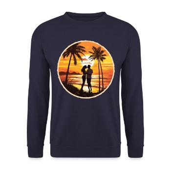 Beach, Island, Sea, Sunset - Unisex Sweatshirt - navy - Front - Alina (178cm) & Michal (187cm)