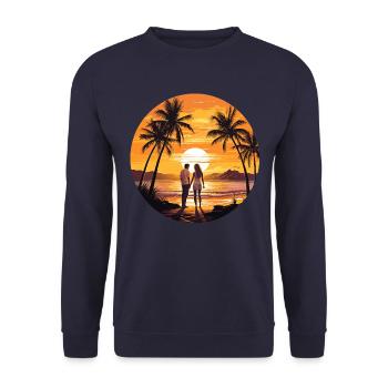Beach Sunset - Unisex Sweatshirt - navy - Front - Alina (178cm) & Michal (187cm)